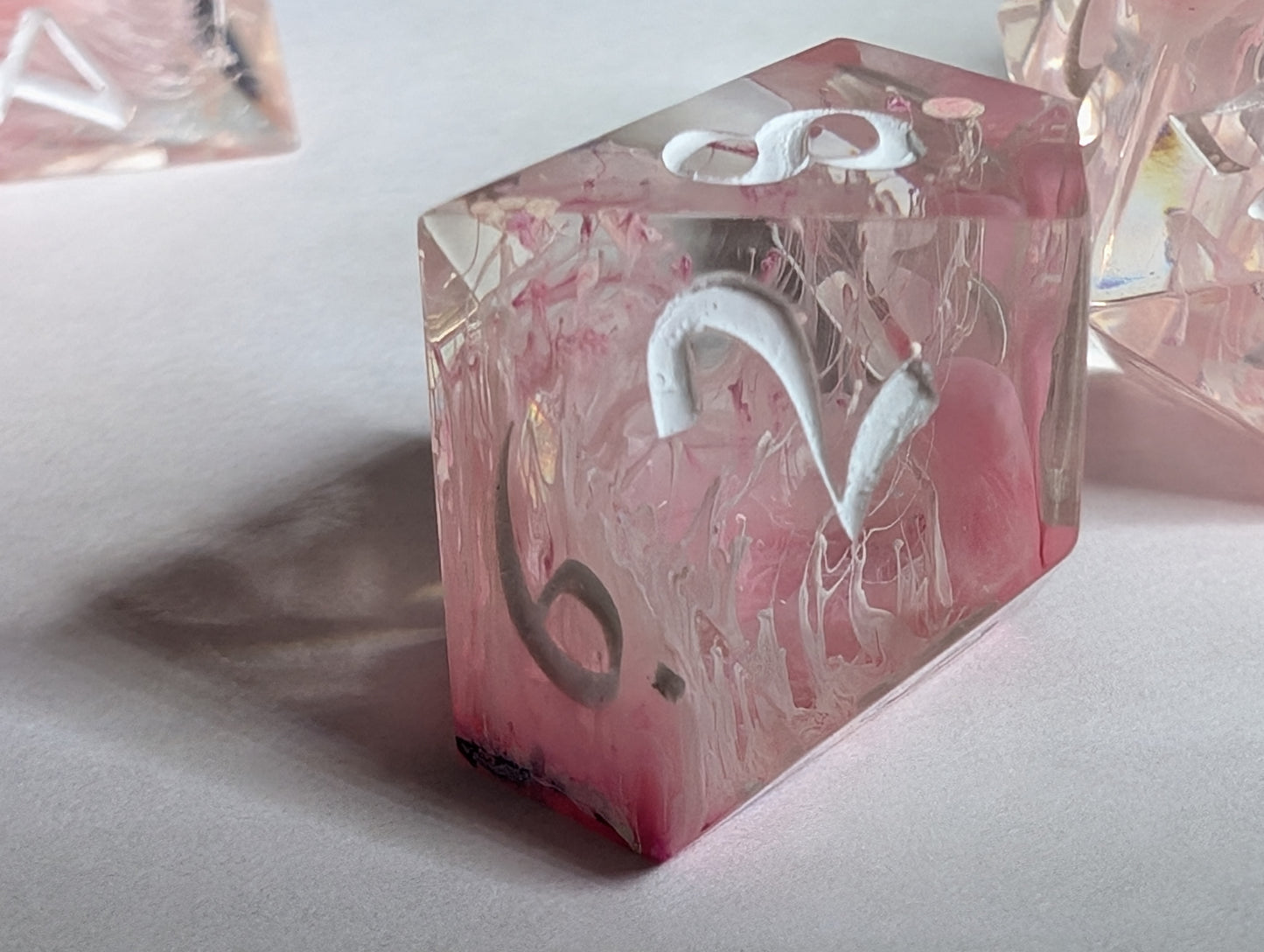 Pink perti set of 8 dice