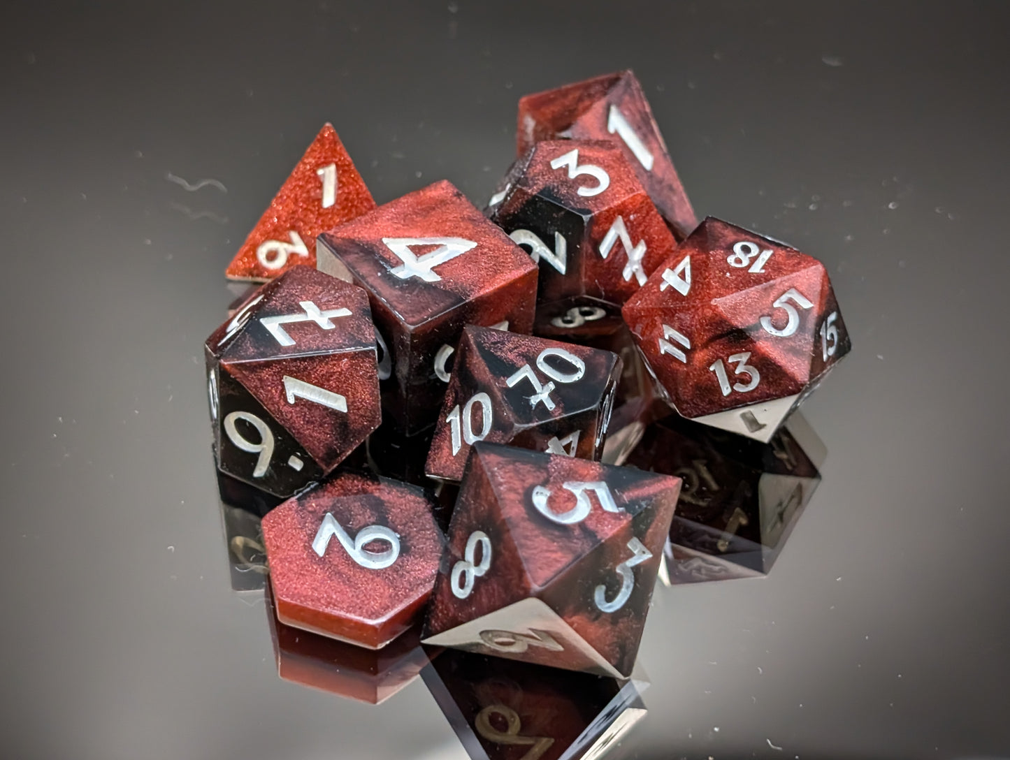 Red and black set of 9 dice