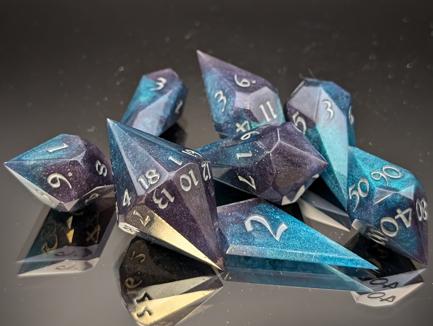 Blue and Purple set of 8 shard dice