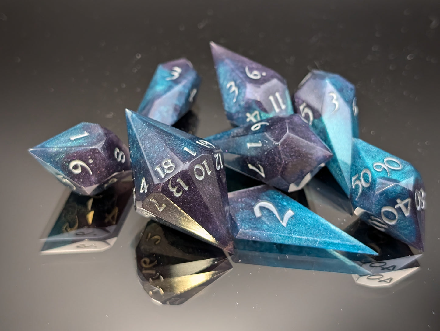 Blue and Purple set of 8 shard dice