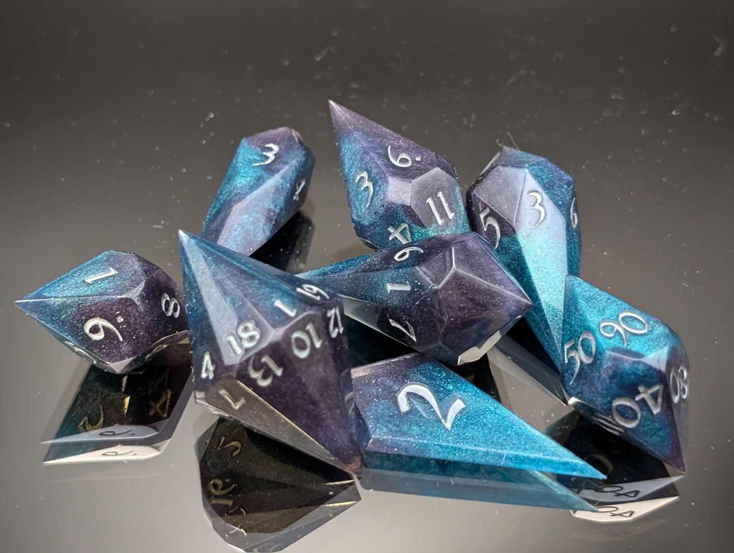 Blue and Purple set of 8 shard dice