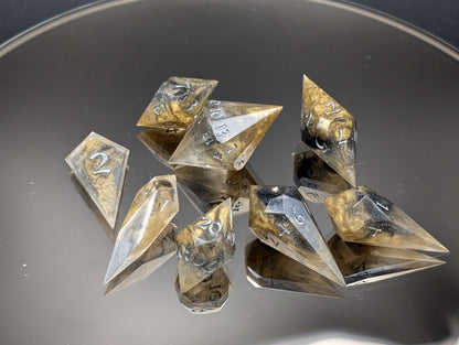 Gold and black set of 8 shard dice